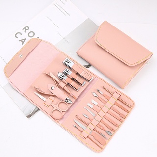 Bộ Bấm Cắt Móng Tay Nail Care Thép Không Rỉ 16 Món Bao Da Cao Cấp