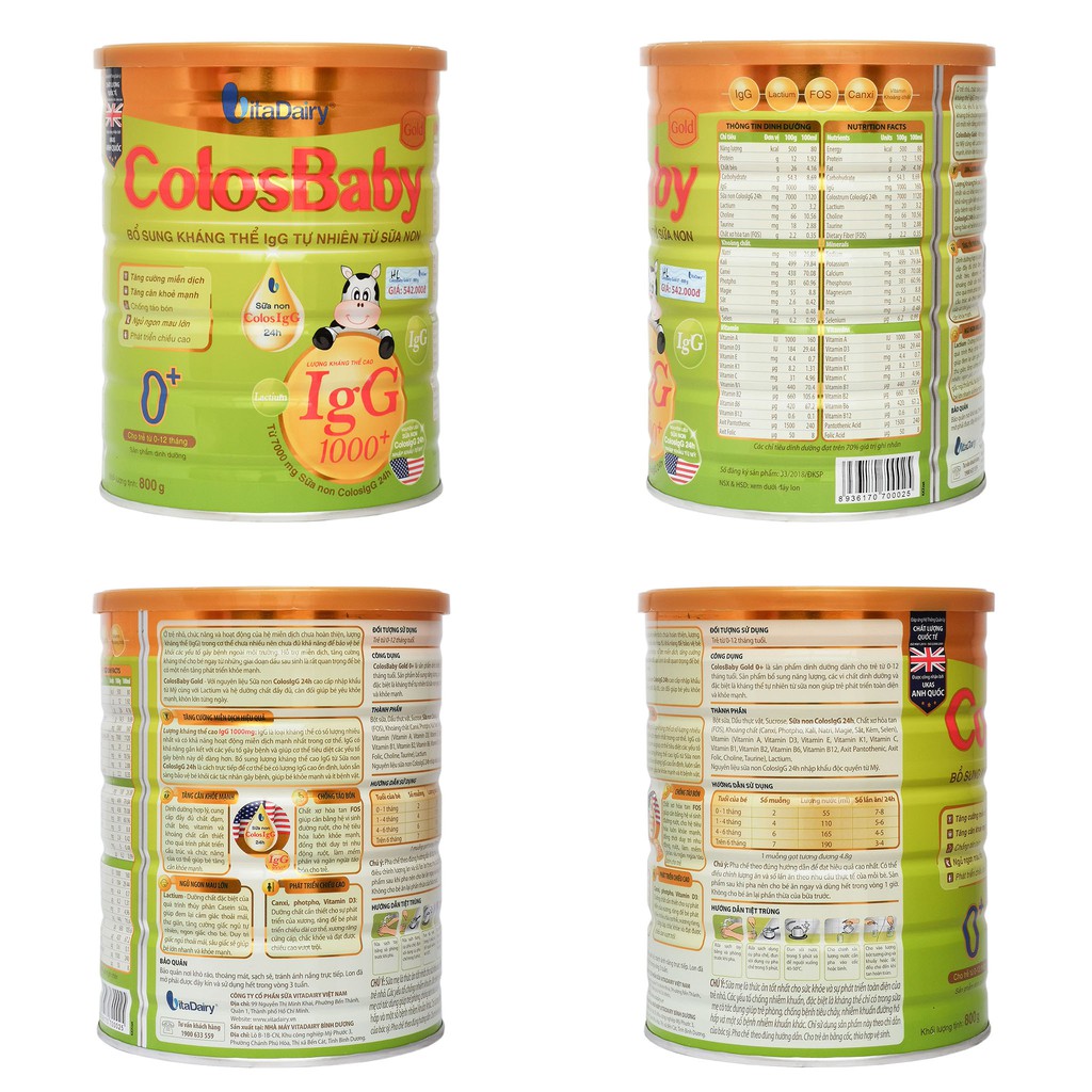 SỮA BỘT COLOSBABY GOLD 0+/1+/2+ 800G