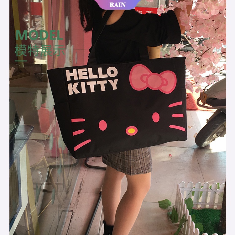 Túi vải Cỡ Lớn Chống Nước In Họa Tiết Hello Kitty Dễ Thương Cho Nữ