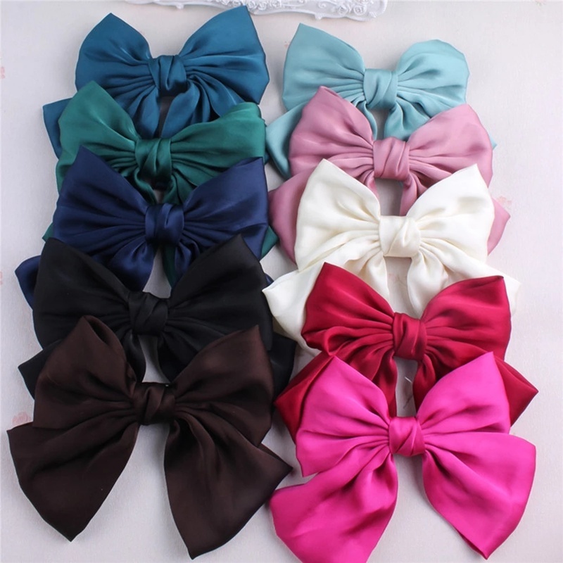 Kẹp Tóc Nơ Lớn Bằng Vải Satin Dễ Thương Thời Trang Cho Nữ
