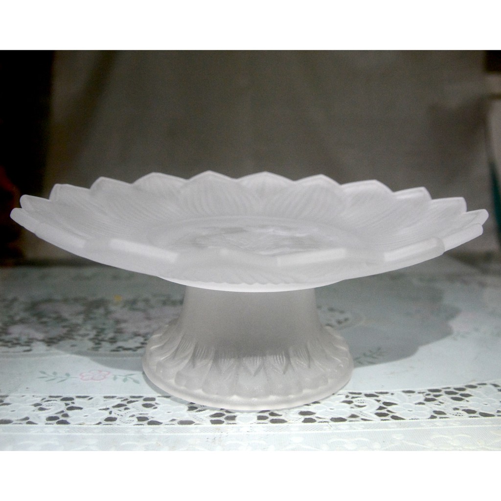 Dĩa trái cây thờ cúng lưu ly trắng-Hai cỡ