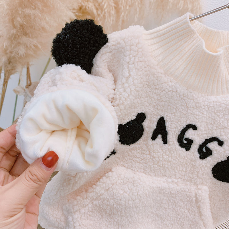 Set Áo Sweater Cổ Lọ Chất Liệu Nhung Dày Dặn Thời Trang Cho Bé Gái