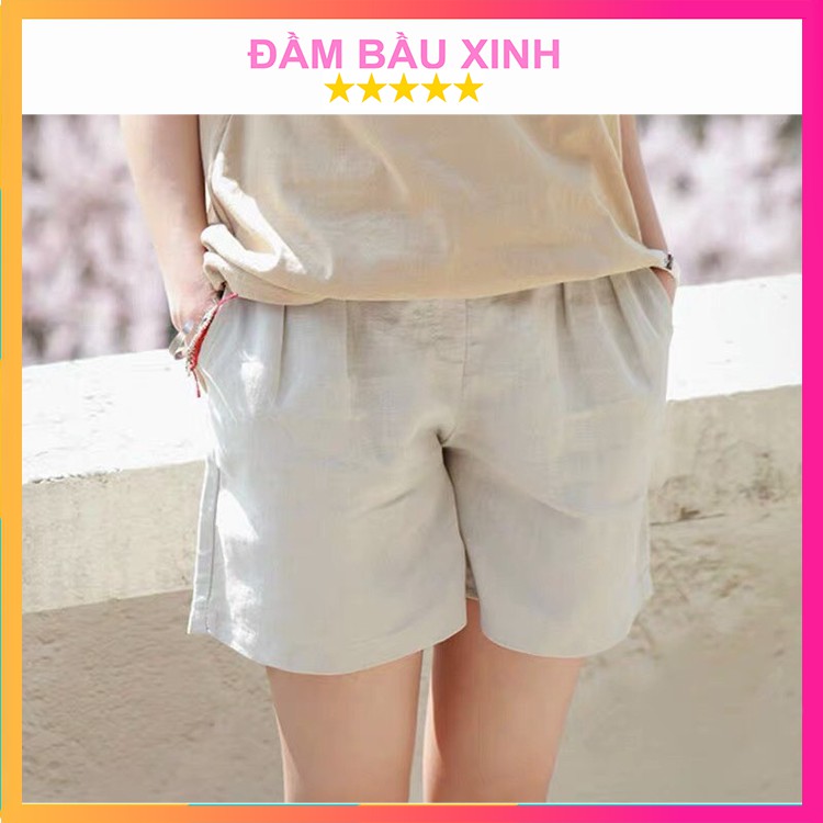 Quần Sooc Nữ Chất Đũi Quần Shorts Đùi Cạp Vừa 3 Màu Thoáng Mát