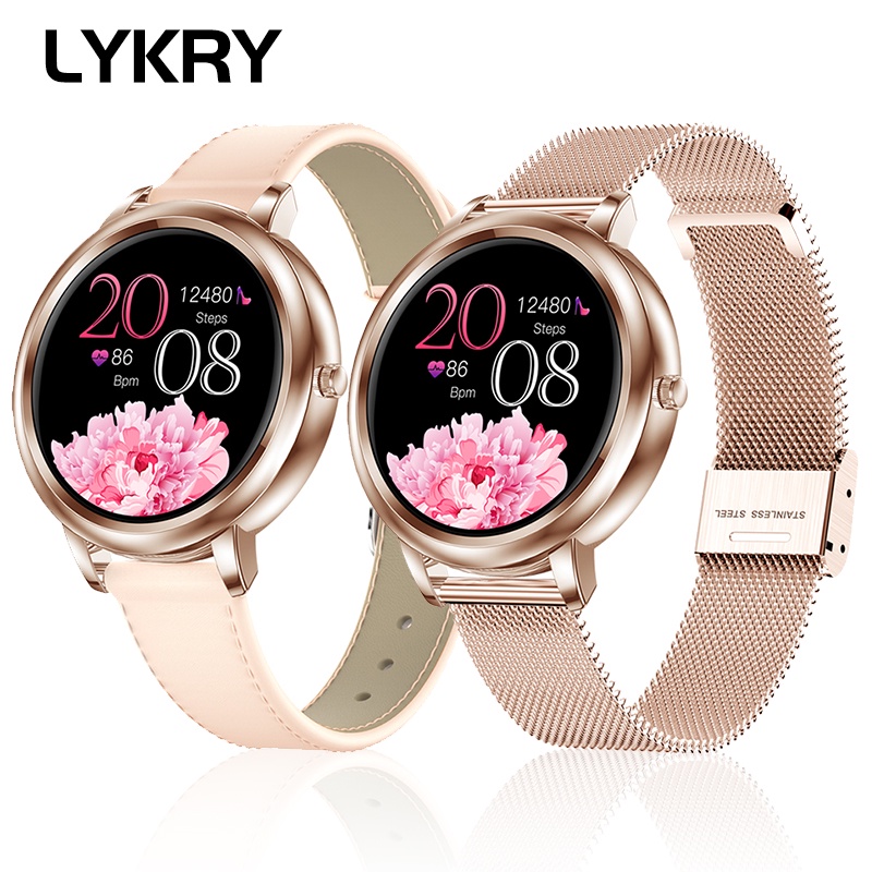 Bộ đồng hồ thông minh LYKRY màn hình tròn chống nước IP67 đo nhịp tim đo huyết áp MK20
