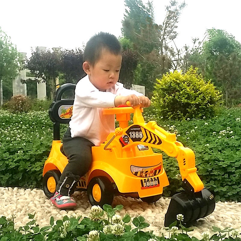 ﹍✐Máy xúc đồ chơi trẻ em xe xoắn có thể ngồi trên máy xúc điện quá khổ bé kỹ thuật móc máy xúc cậu bé