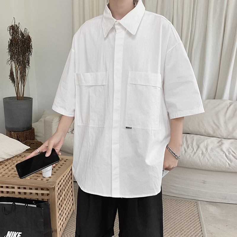 Áo Sơ Mi Ngắn Tay Form Rộng Phong Cách Năng Động Trẻ Trung Dành Cho Nam 2020