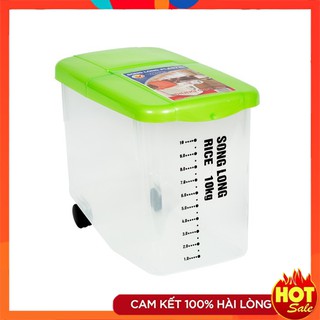 Thùng Đựng Gạo 10kg ,15Kg Nhựa Song Long Có Bánh Xe Tiện Lợi -  Thùng Đựng Gạo Nhà Bếp ,Chung Cư Cực Kì Gọn Gàng
