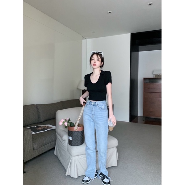 Áo KHOÉT NGỰC CỘC TAY cổ bẻ