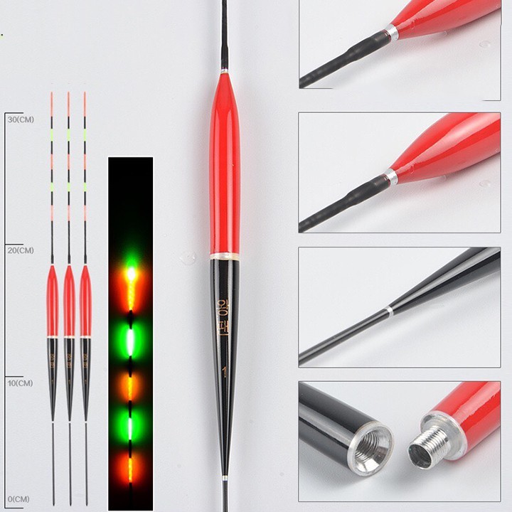 Phao Câu Cá Phao Điện Câu Đêm Nhiều Màu Tặng Kèm Pin