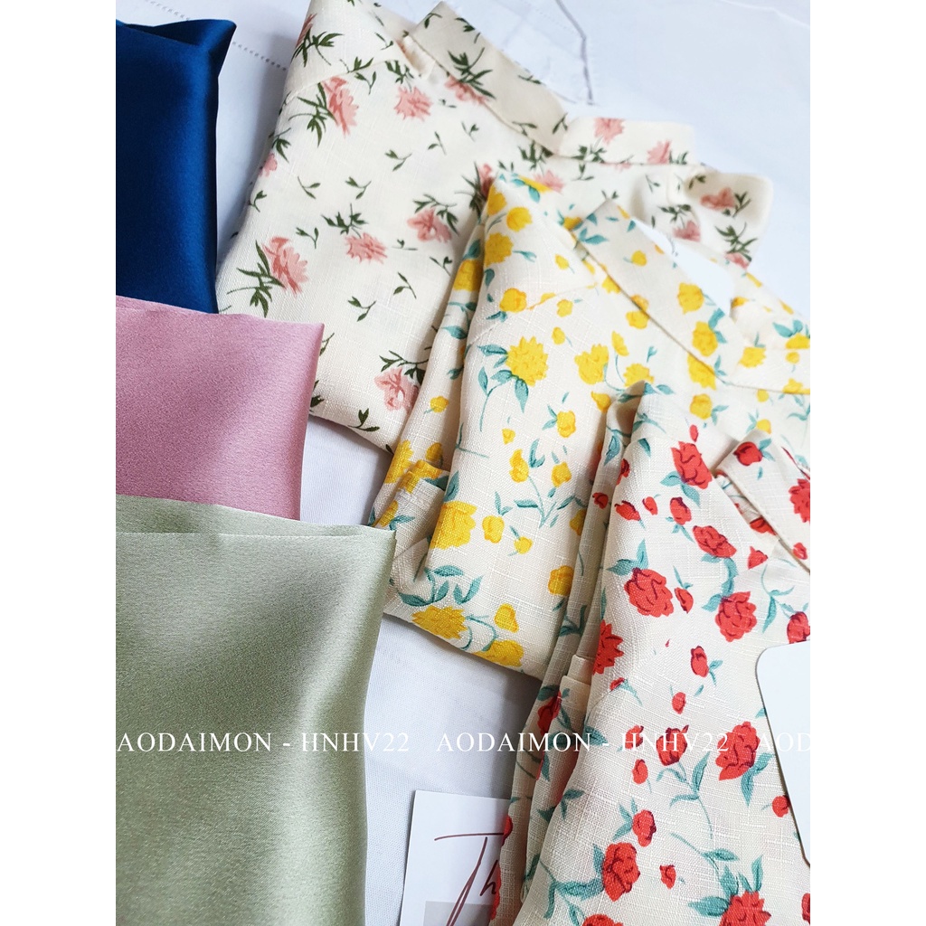 Áo Dài Hoa Nhí Cho Mẹ Và Bé Hạ Vy 3 Màu Đỏ - Hồng - Vàng