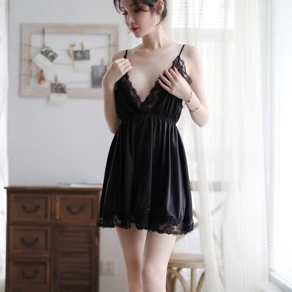 Váy ngủ big size cao cấp siêu sale giá rẻ🎁️FREESHIP 50k 🎁️ đồ ngủ bigSIZE ML 42-62kg 2 dây satin ren sexy VN135 | BigBuy360 - bigbuy360.vn