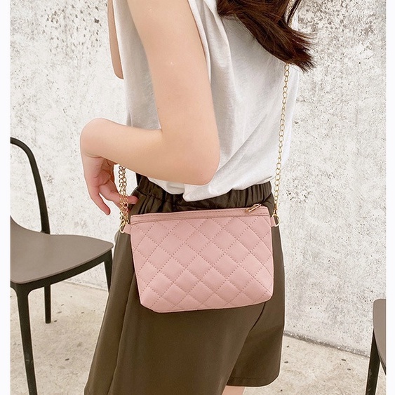 Clutch nữ túi trám thời trang túi đeo chéo mini dây xích túi ví