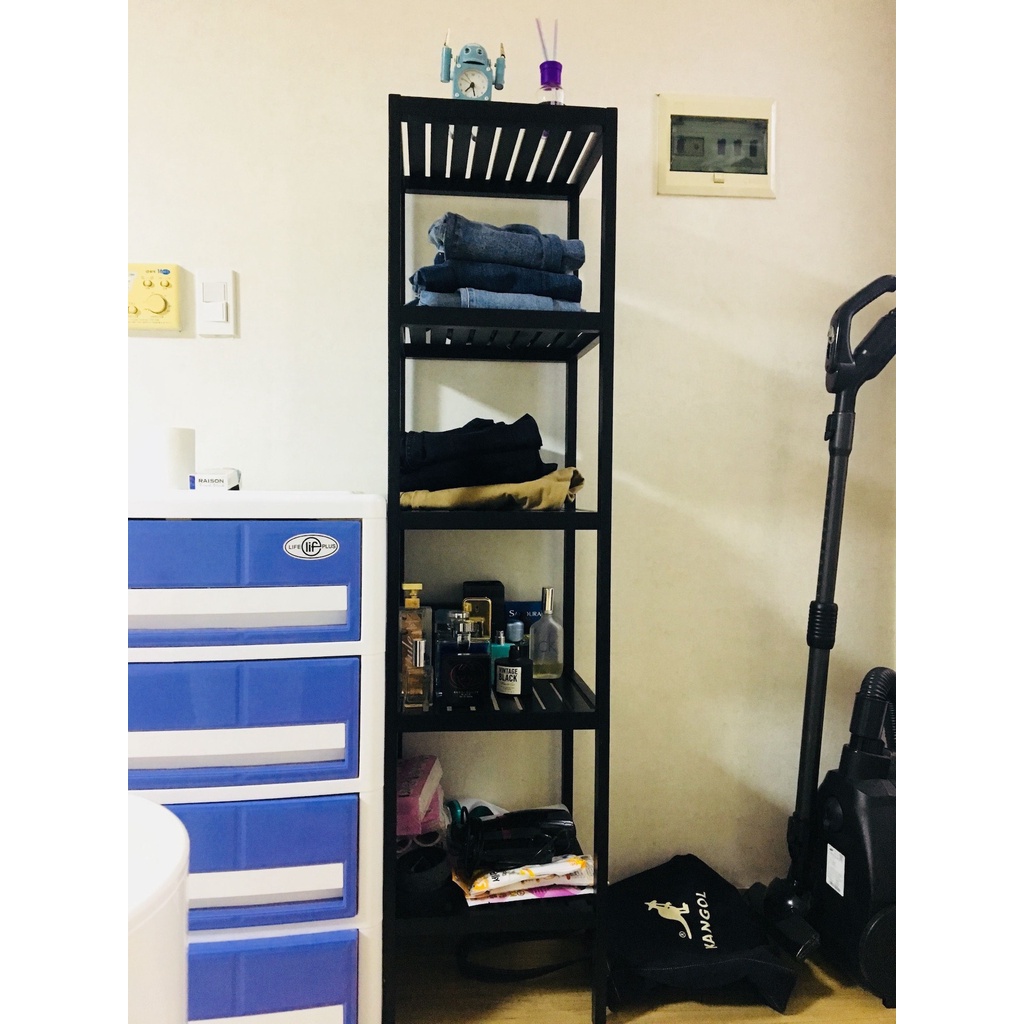 Kệ gỗ trang trí đa năng hình vuông 5 tầng màu đen - MW FURNITURE - Nội thất trang trí