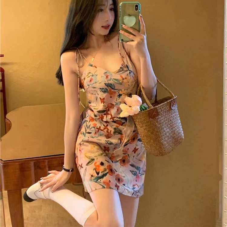 Đầm Hoa Thời Trang Mùa Hè Retro Hàn Quốc Dành Cho Nữ