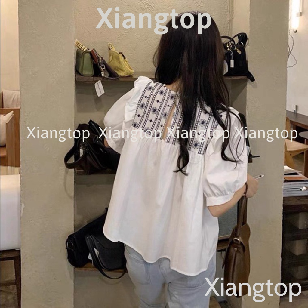 Áo babydoll tiểu thư thêu hoạ tiết kaca NH000101 aosomicongsothietke