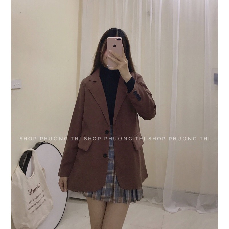 [Mã FATREND2810 giảm đến 30k tối đa 99k] Áo vest nữ 2 lớp - Áo blazer trơn/kẻ tông màu lạ (hàng sẵn)