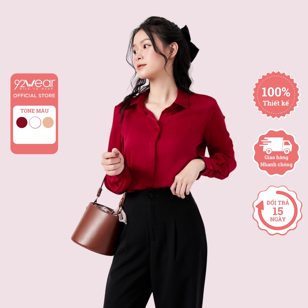 Áo sơ mi nữ hàn quốc dài tay công sở trẻ trung thanh lịch 92WEAR ASW1132 | BigBuy360 - bigbuy360.vn