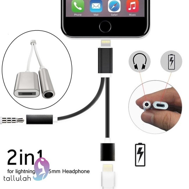 2in1 Lightning to 3.5mm Audio Headphone Adapter Charger Cable Converter For iPhone 7