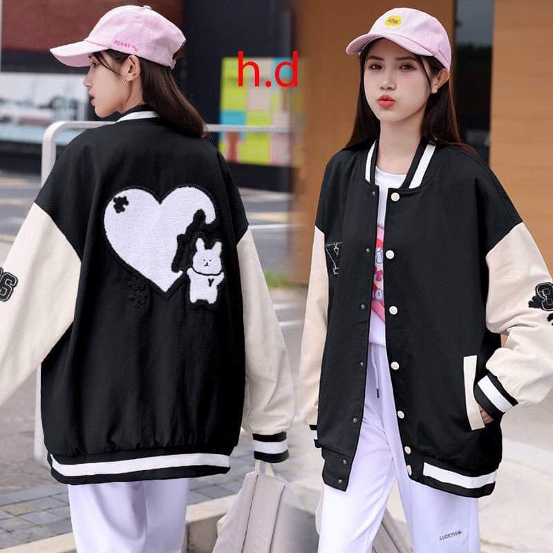 Áo bomber Trái Tim Mèo😍Chất gió  ni mềm😍hàng 1 lớp cổ, tay áo và gấu áo có bo dệt xịn😍freesize 50kg😍phong cách hàn quốc | BigBuy360 - bigbuy360.vn