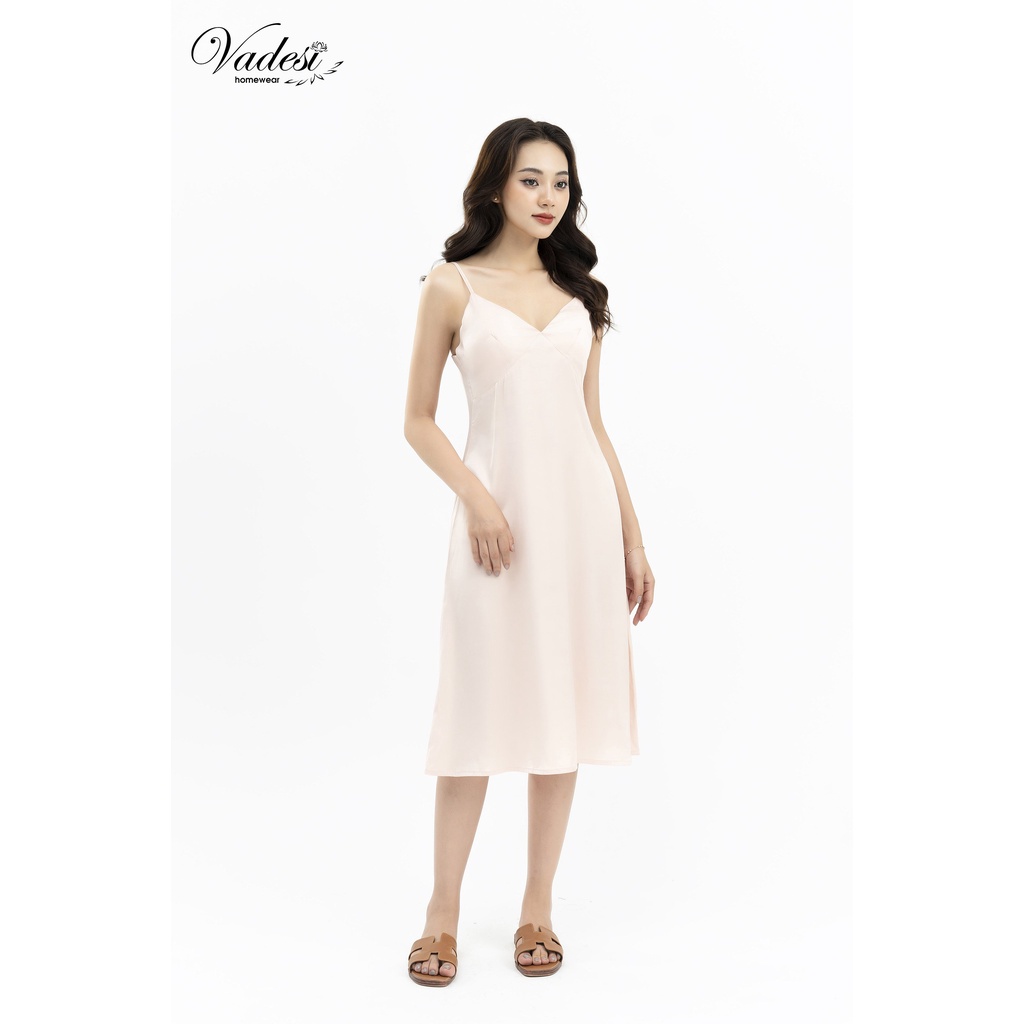 Váy Ngủ 2 Dây VADESI Có Đệm Ngực Lụa Hàn Cao Cấp Đầm Nhiều Màu Gợi Cảm Mặc Nhà Thoải Mái Chống Chảy Xệ Mềm Mại