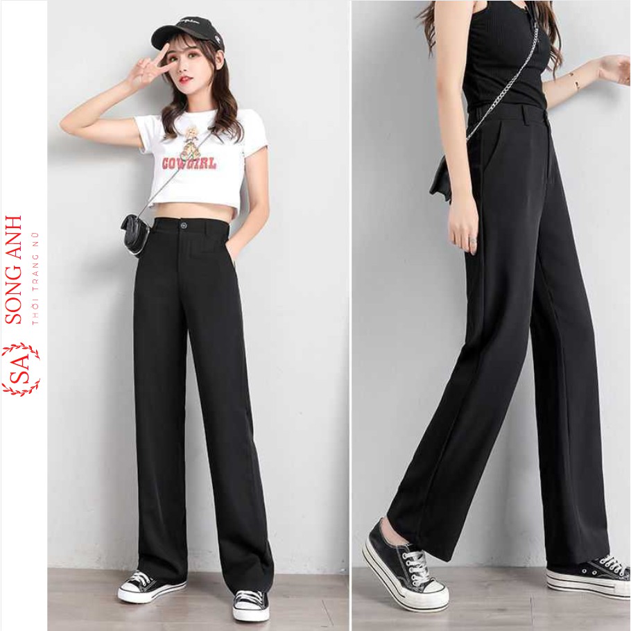 Quần ống rộng nữ lưng cao khóa trước có big size