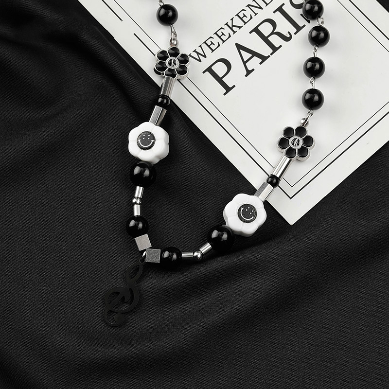 Dây chuyền mặt hình hoa cúc và mặt cười phong cách hip hop dành cho nam và nữ 22707