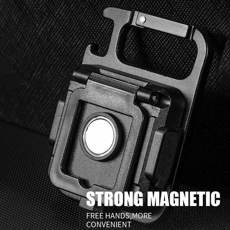 [Featured]Multifunctional Portable Mini LED Keychain USB Rechargeable COB Work Light Outdoor Camping Pocket Emergency Flashlight