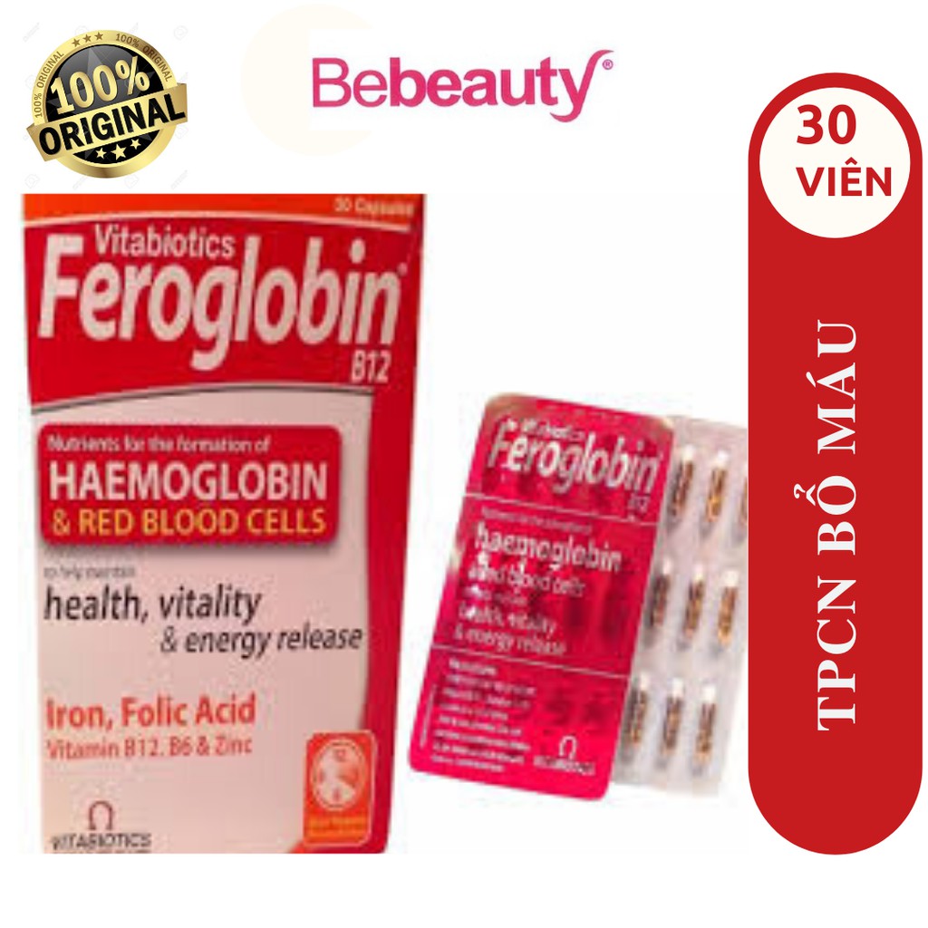 TPCN bổ máu Feroglobin Vitabiotics  (Hộp 30 viên) - 0305436