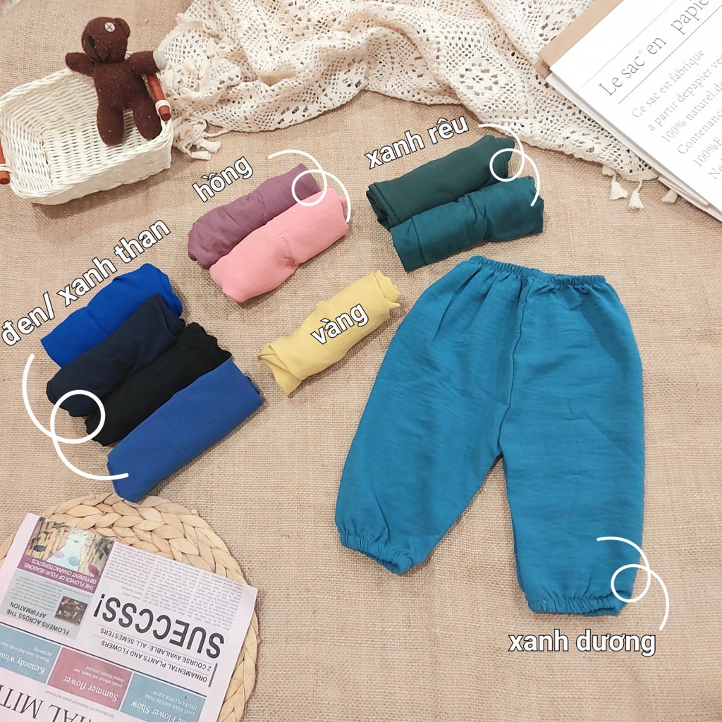 Quần dài cho bé từ sơ sinh đến 18kg vải đũi AM236