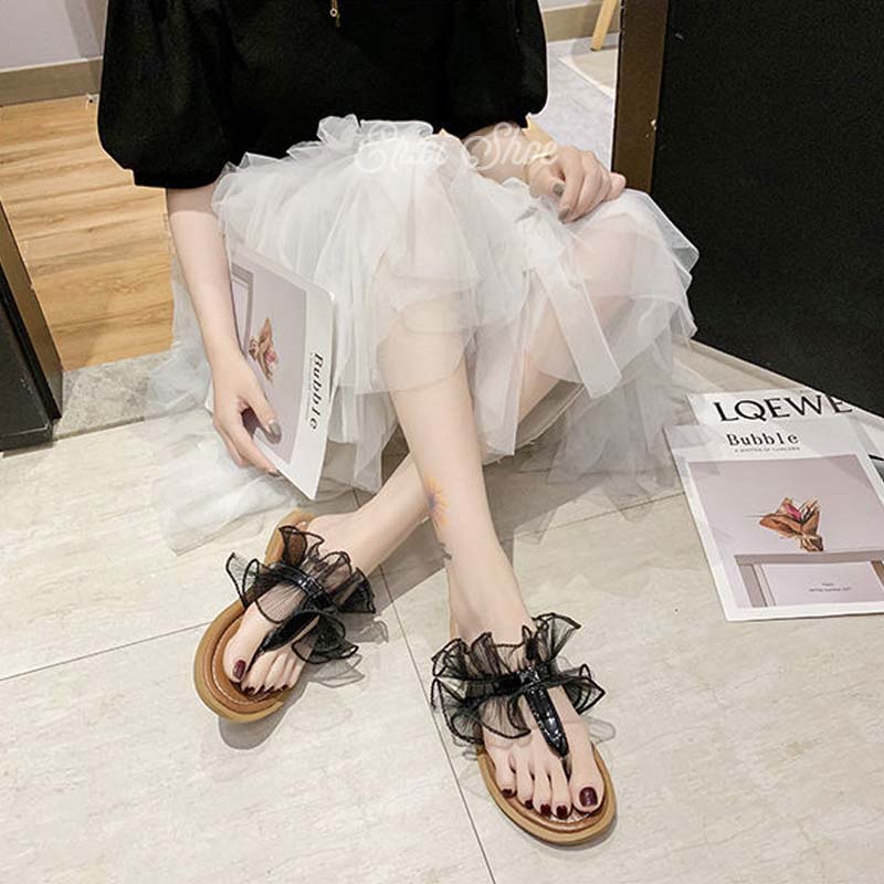 Dép Xỏ Ngón Nữ Phối Ren Thời Trang
