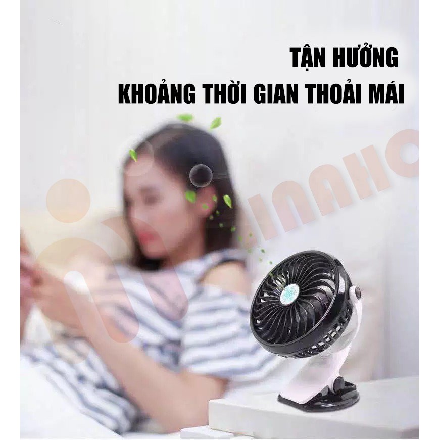 Quạt mini tích điện để bàn Minaho - Quạt mini xoay 720°