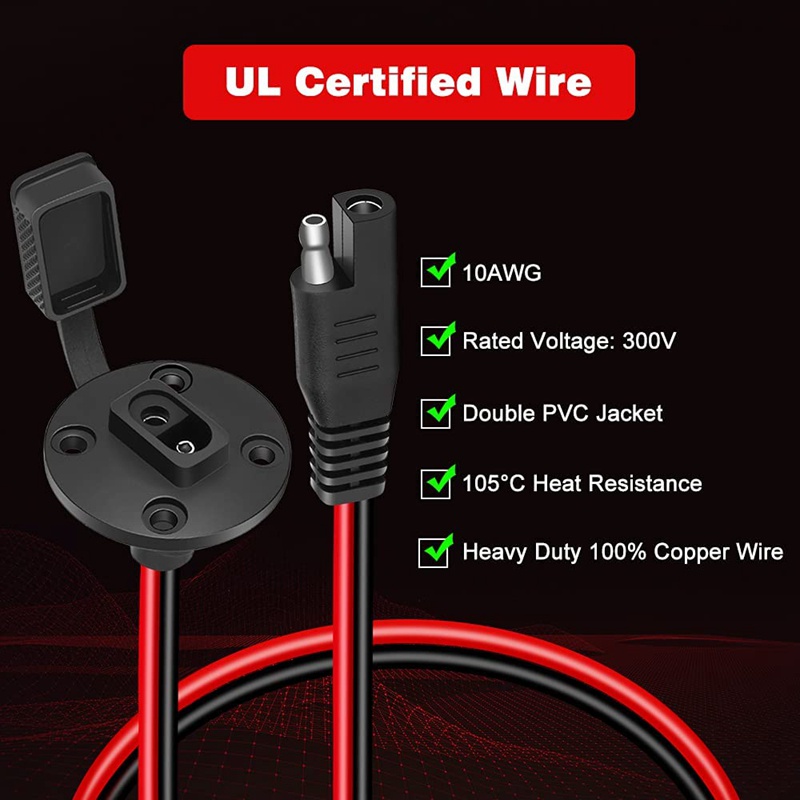 Ổ Cắm Sạc Năng Lượng Mặt Trời 10AWG Gắn Tường Tiện Dụng