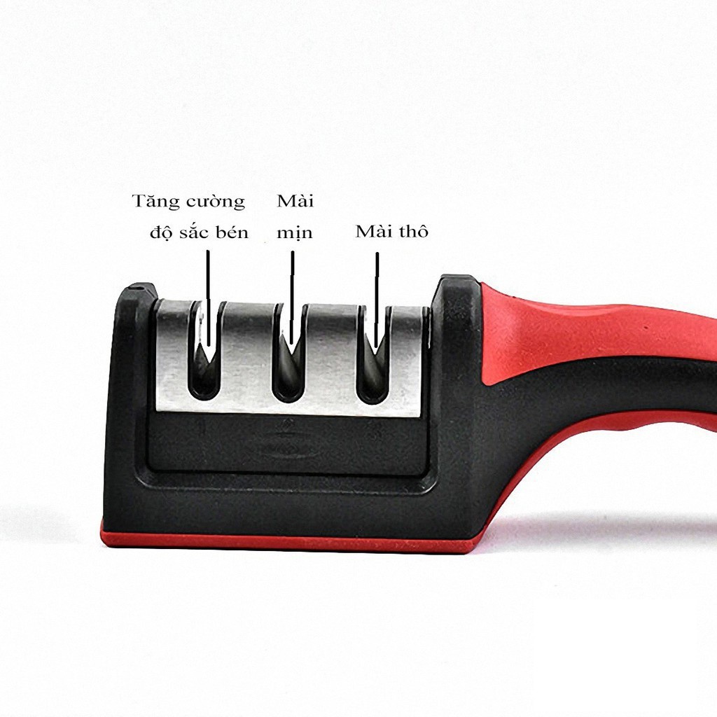 Dụng cụ mài dao cầm tay nhỏ gọn, cây mài dao mini đa năng chất liệu thép không gỉ thiết kế 3 rãnh mài sắc bén Angola