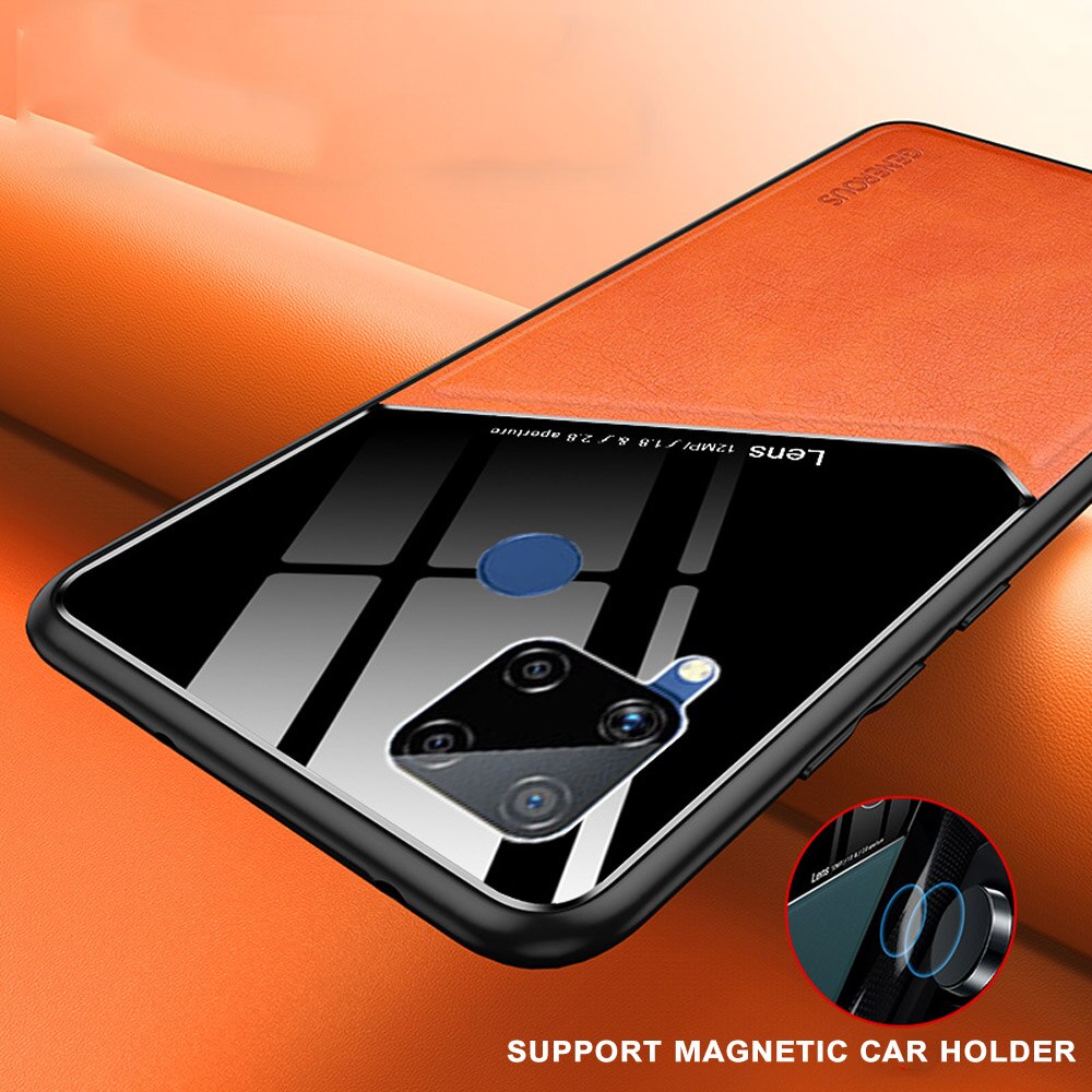 REALME Ốp Lưng Da Có Vòng Nhẫn Và Nam Châm Gắn Xe Ô Tô Cho Oppo Realme C12