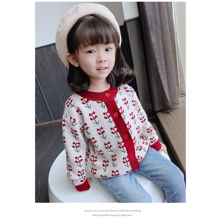 Áo Khoác Len cardigan Tay Dài Thời Trang Mùa Thu Năm 2021 Cho Bé Gái