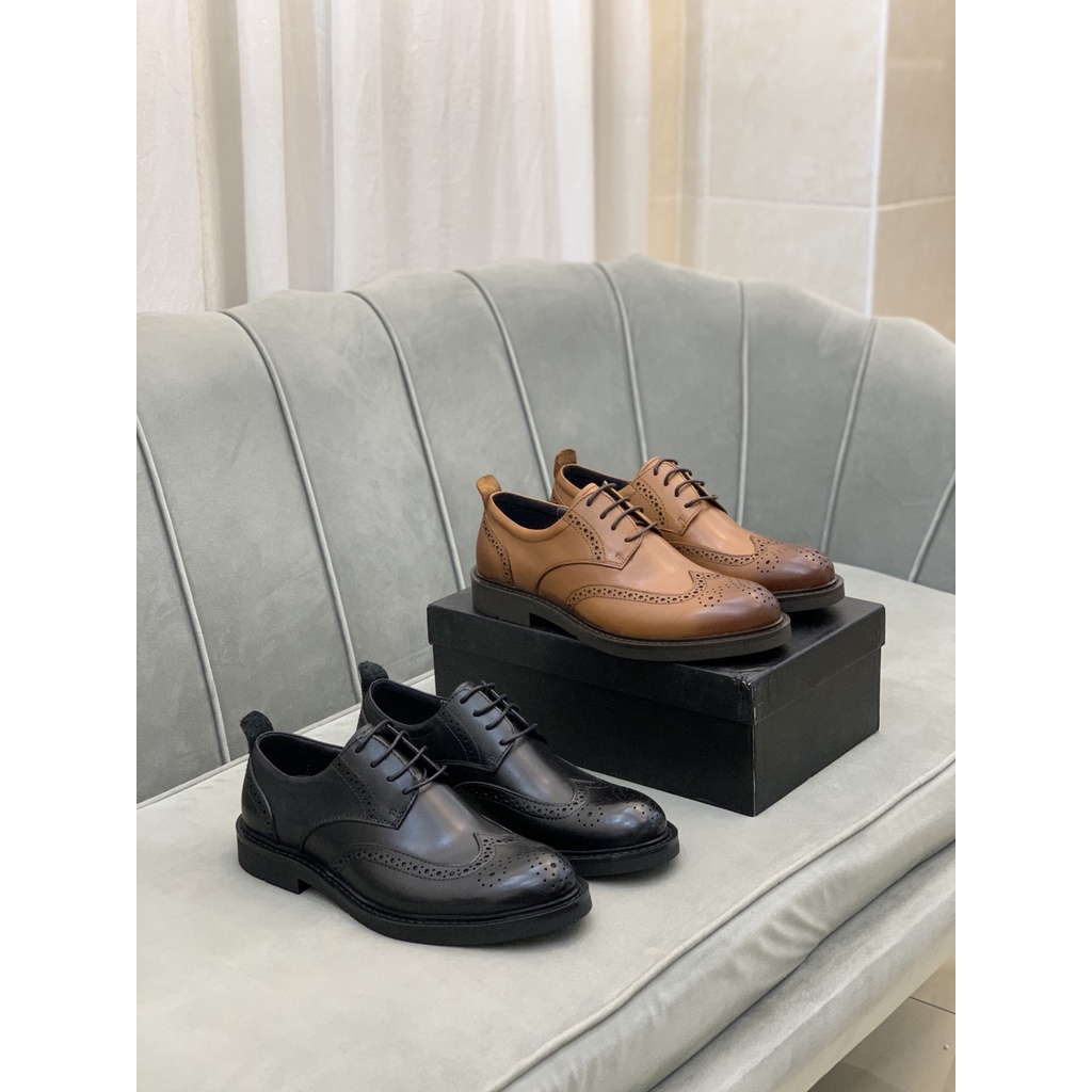 Giày oxfords nam da thật thời trang cao cấp Prada phong cách lịch lãm, phù hợp với vest