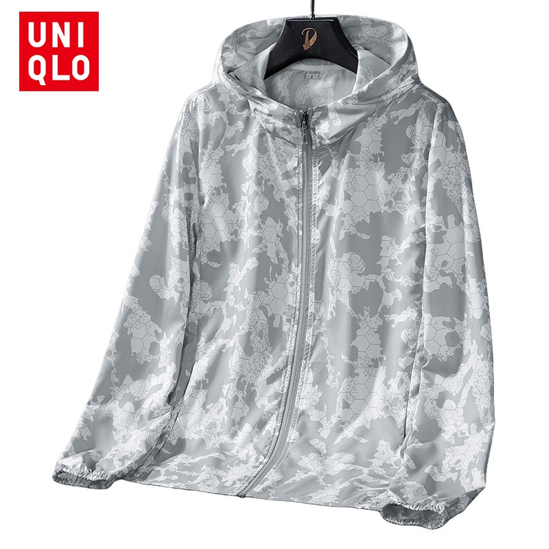 Uniqlo Áo Khoác Gió Thể Thao Họa Tiết Rằn Ri Siêu Nhẹ Thoáng Khí Cho Nam Và Nữ
