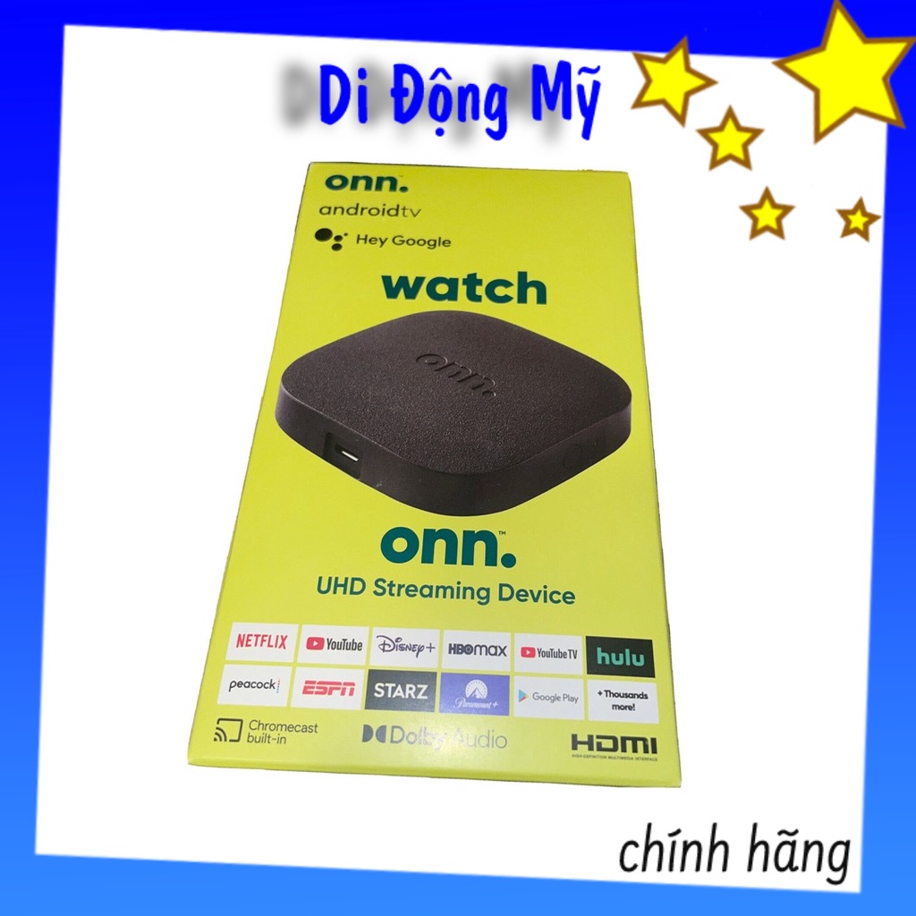 Onn Android TV Box 2023 - onn. UHD chất lượng 4K hỗ trợ Dolby Audio, ra lệnh giọng nói tiếng Việt, bản version 2023