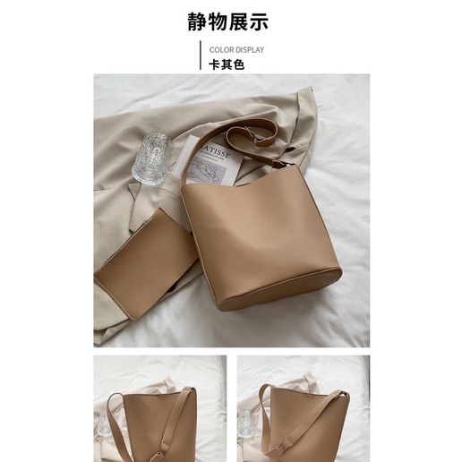 Túi da Pu size trung nhỏ công sở đi học (kèm ví)