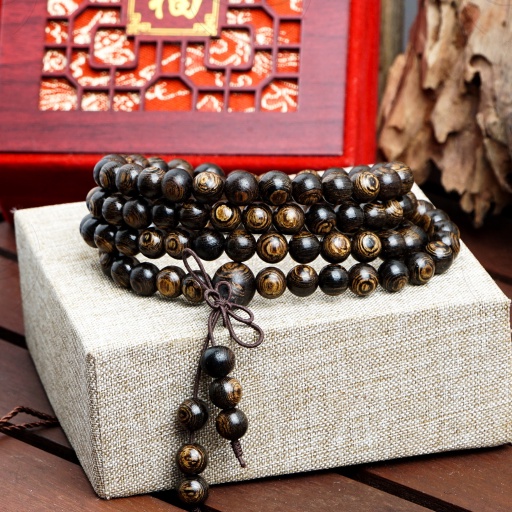 Vòng Tay Trầm Hương 108 Hạt Trầm Sánh Chìm Việt - Chuỗi Tràng 108 Hạt Trầm Hương - Vòng Tay Phong Thủy- 6 7 8 ly