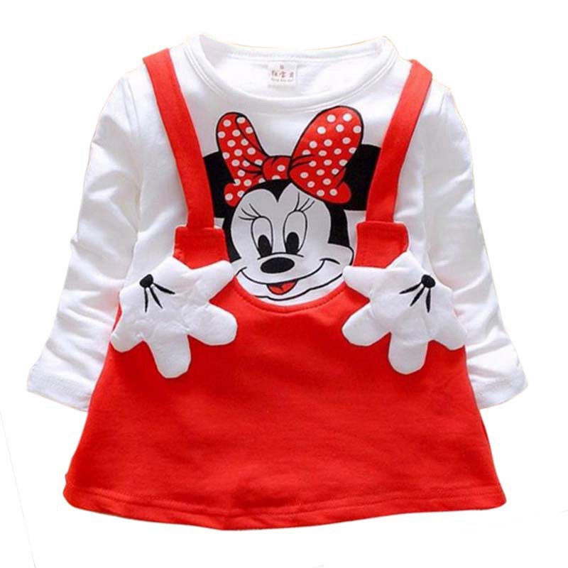 Đầm công chúa tay dài in hình mèo Minnie dễ thương cho bé