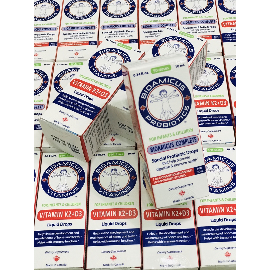 Men vi sinh 10 chủng BioAmicus Complete nhập khẩu Canada giúp bé ăn ngon cải thiện tiêu chảy, rối loạn tiêu hóa, lọ 10ml