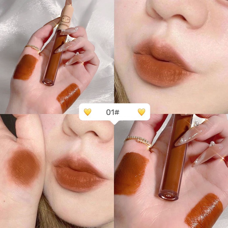 (Hàng Mới Về) Set 4 Son Kem Lì Mịn Mượt Như Nhung Và Lâu Trôi Với Thiết Kế Hình Gấu Dễ Thương | BigBuy360 - bigbuy360.vn