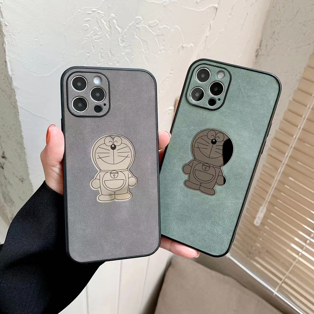 Ốp Điện Thoại Da Kèm Gương Hình Doraemon Cho iPhone7/8P Iphonex/xs/xr/Xsmax/11/11pro/11Promax Iphone12/13/12/13pro12/13promax