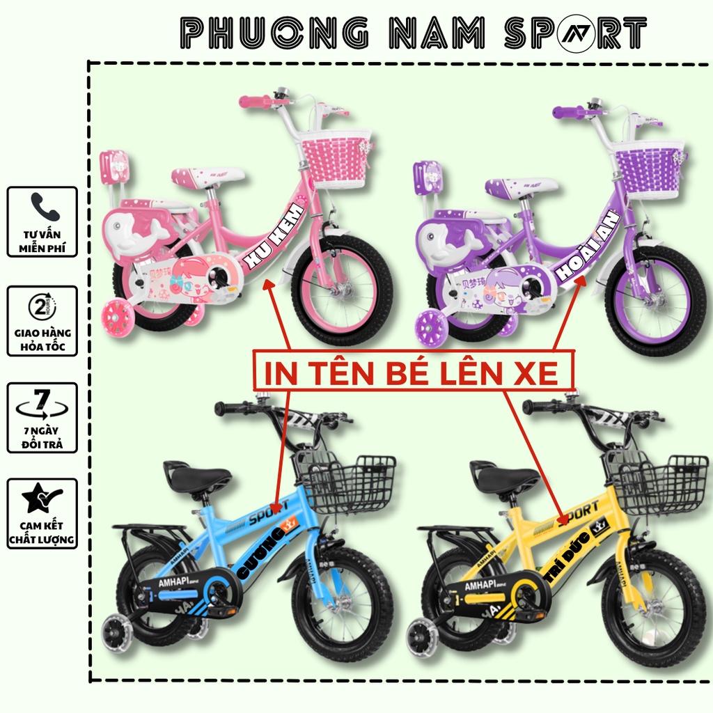 Xe Đạp Trẻ Em Thể Thao Chính Hãng,AMHAPI,SKILL MAX Cho Bé Từ 3 Đến 8 Tuổi - Khung Thép, Vành Nhôm Cao Cấp