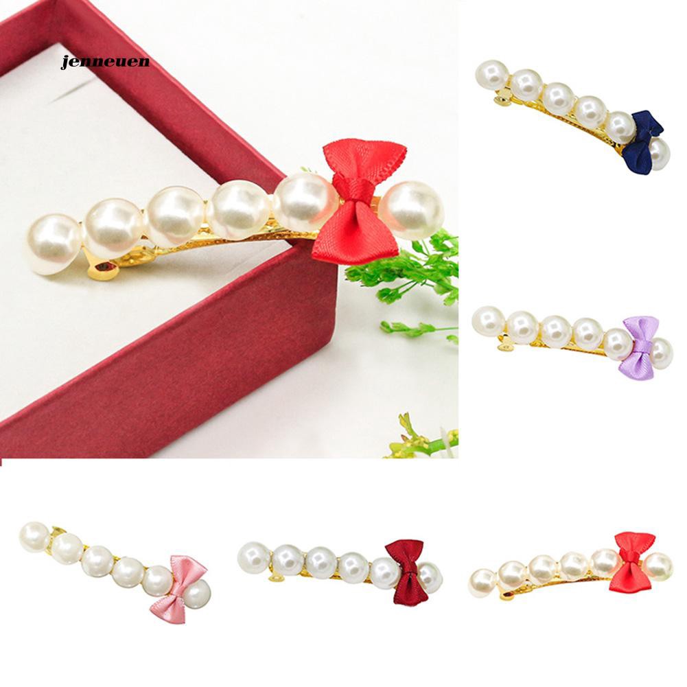 Kẹp tóc nơ đính ngọc trai thời trang