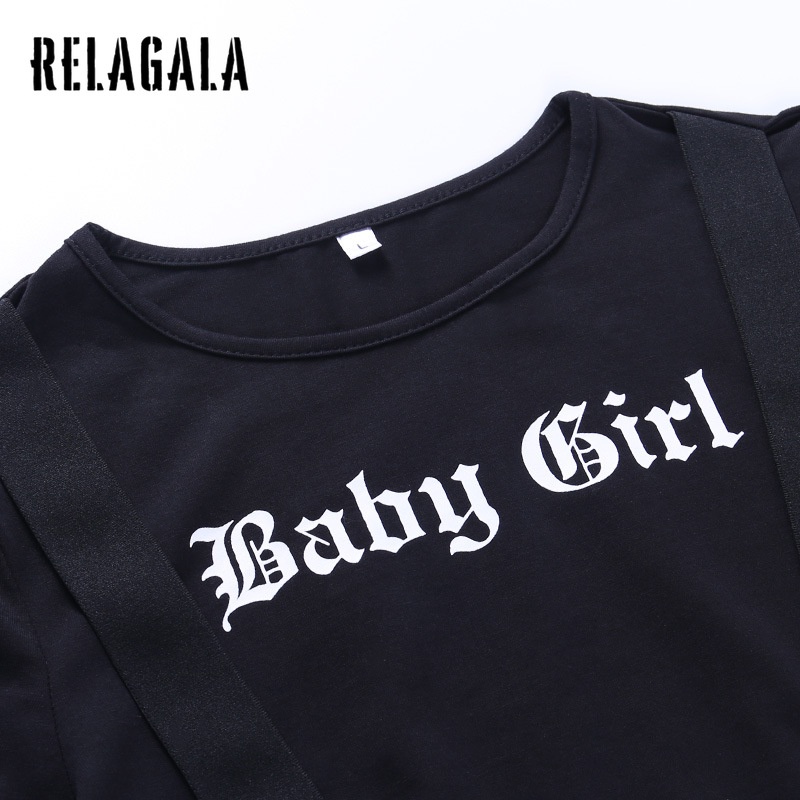 Áo Thun Tay Ngắn Dáng Ôm In Chữ Thiết Kế Lệch Tà Thời Trang Quyến Rũ Cho Nữ