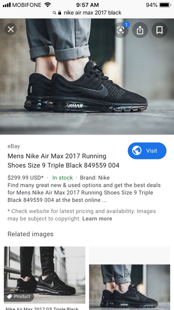 Giày Nike Air Max 2017 size 38