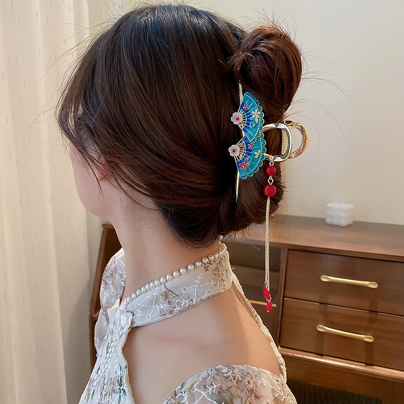 Kẹp Tóc Hình Quạt Thiết Kế Phong Cách Trung Hoa Sang Trọng Cho Nữ
