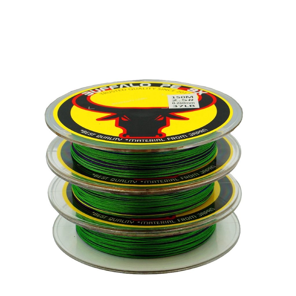 DÂY CÂU LURE BUFFALO PE 9X (150M ) multi color -  có tem cào CHÍNH HÃNG